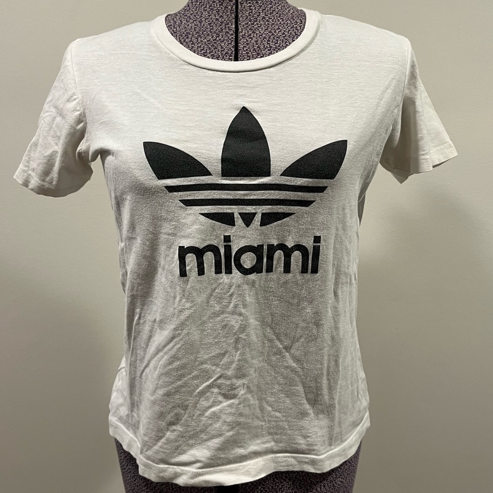 Vintage ADIDAS “MIAMI” T-Shirt (white) with logo (black)